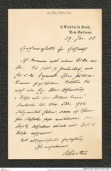 Nachlass Franz Steindachner, Brief von Albert Günther an Franz Steindachner (29.01.1908), Inv.Nr. 189.02, Seite 1